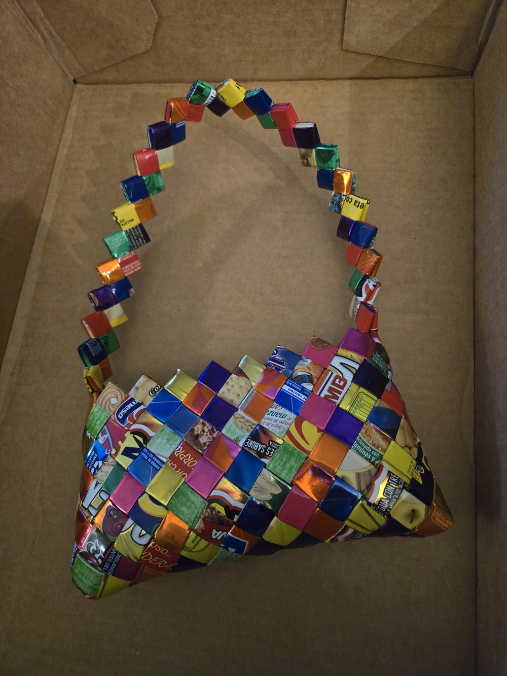 Handwoven Multicolor Recycled Candy Wrapper Purse